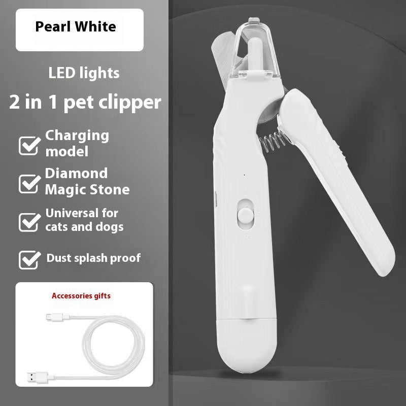 2-in-1 USB Rechargeable Pet Nail Clipper & Grinder with LED Light