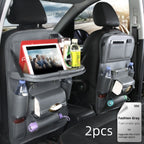 PU Leather Car Seat Back Organizer – Waterproof Hanging Storage Bag Tray for Vehicles