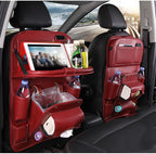 PU Leather Car Seat Back Organizer – Waterproof Hanging Storage Bag Tray for Vehicles