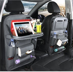 PU Leather Car Seat Back Organizer – Waterproof Hanging Storage Bag Tray for Vehicles