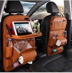 PU Leather Car Seat Back Organizer – Waterproof Hanging Storage Bag Tray for Vehicles