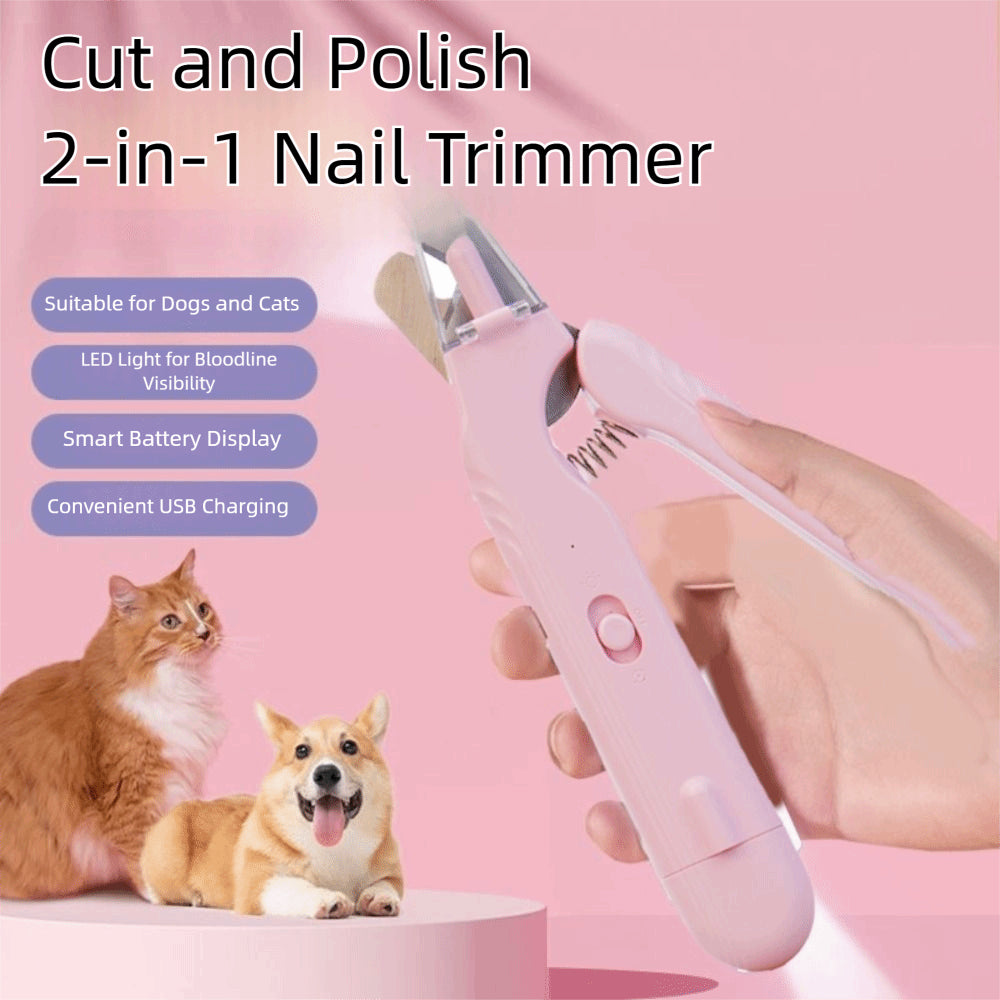2-in-1 USB Rechargeable Pet Nail Clipper & Grinder with LED Light
