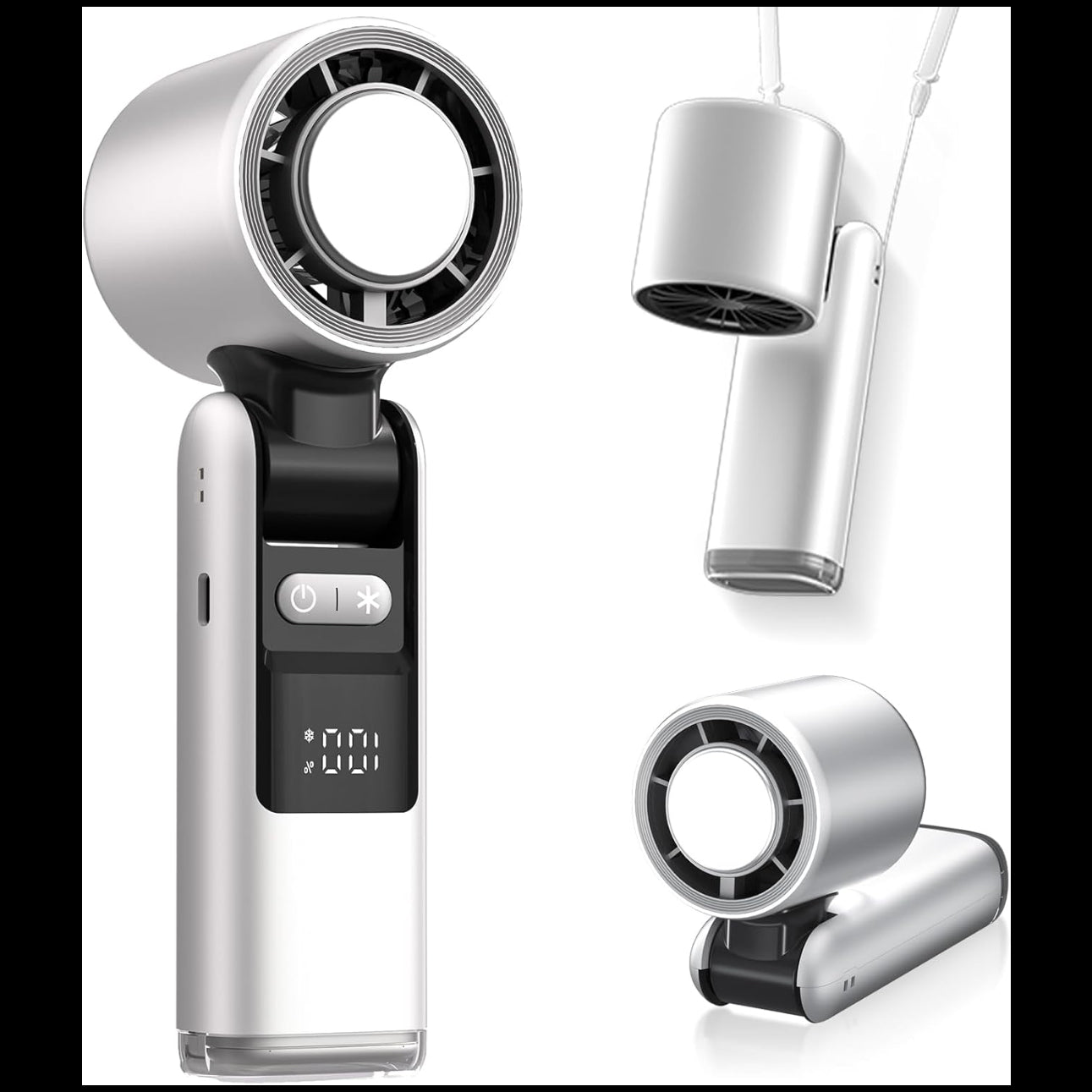 Portable Handheld Mini Fan – Adjustable Speed, Foldable, Rechargeable with Night Light