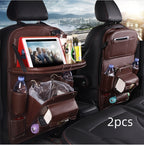 PU Leather Car Seat Back Organizer – Waterproof Hanging Storage Bag Tray for Vehicles