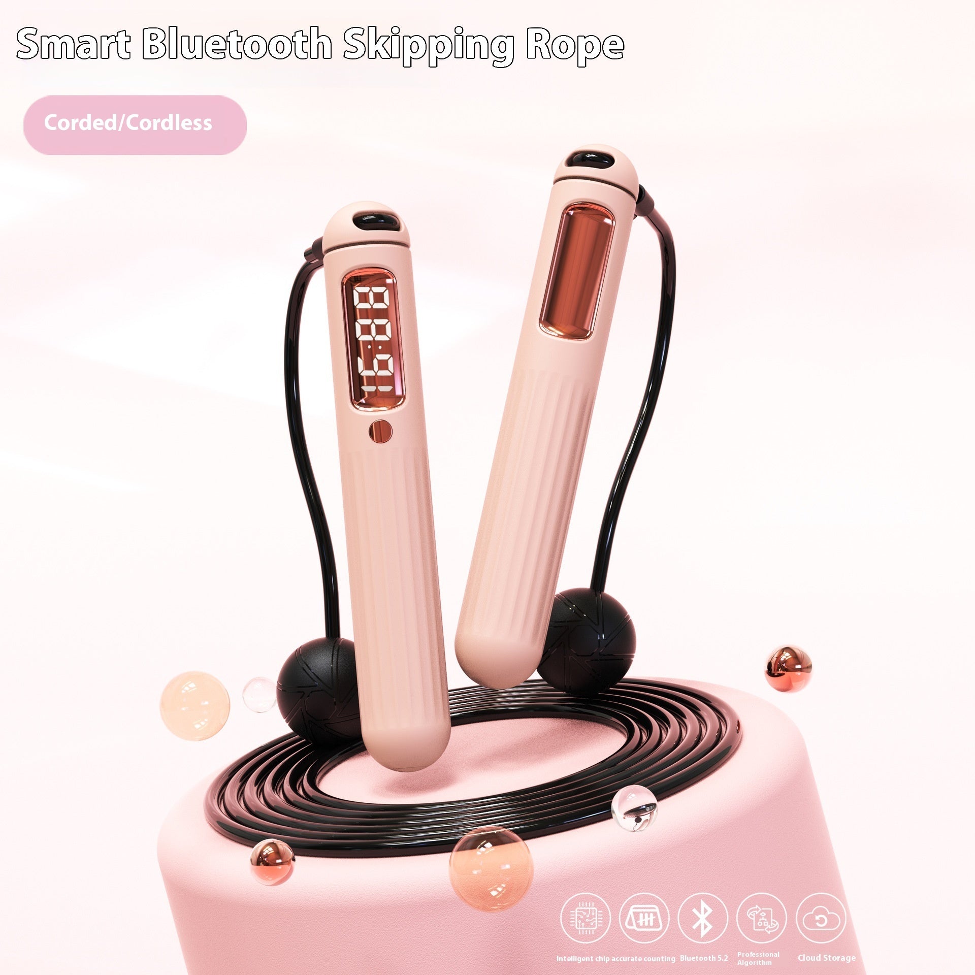 Smart Bluetooth Jump Rope with Counter – Fitness Skipping Rope with Weighted Ball