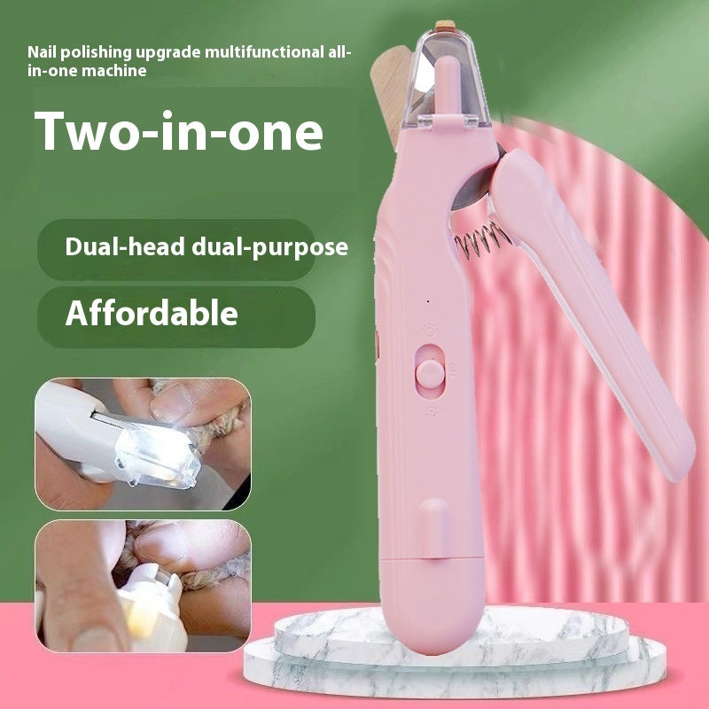 2-in-1 USB Rechargeable Pet Nail Clipper & Grinder with LED Light