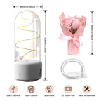 2-in-1 Rose Bouquet LED Night Light with Bluetooth Speaker – Gift in Glass Dome