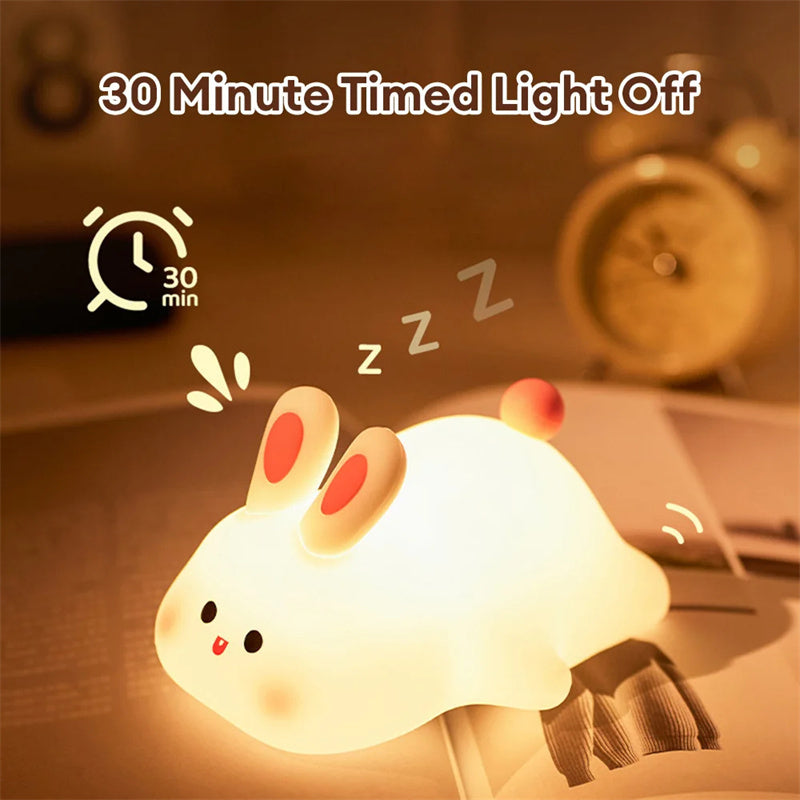 Silicone Rabbit LED Night Light – Touch Sensor Lamp