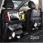 PU Leather Car Seat Back Organizer – Waterproof Hanging Storage Bag Tray for Vehicles