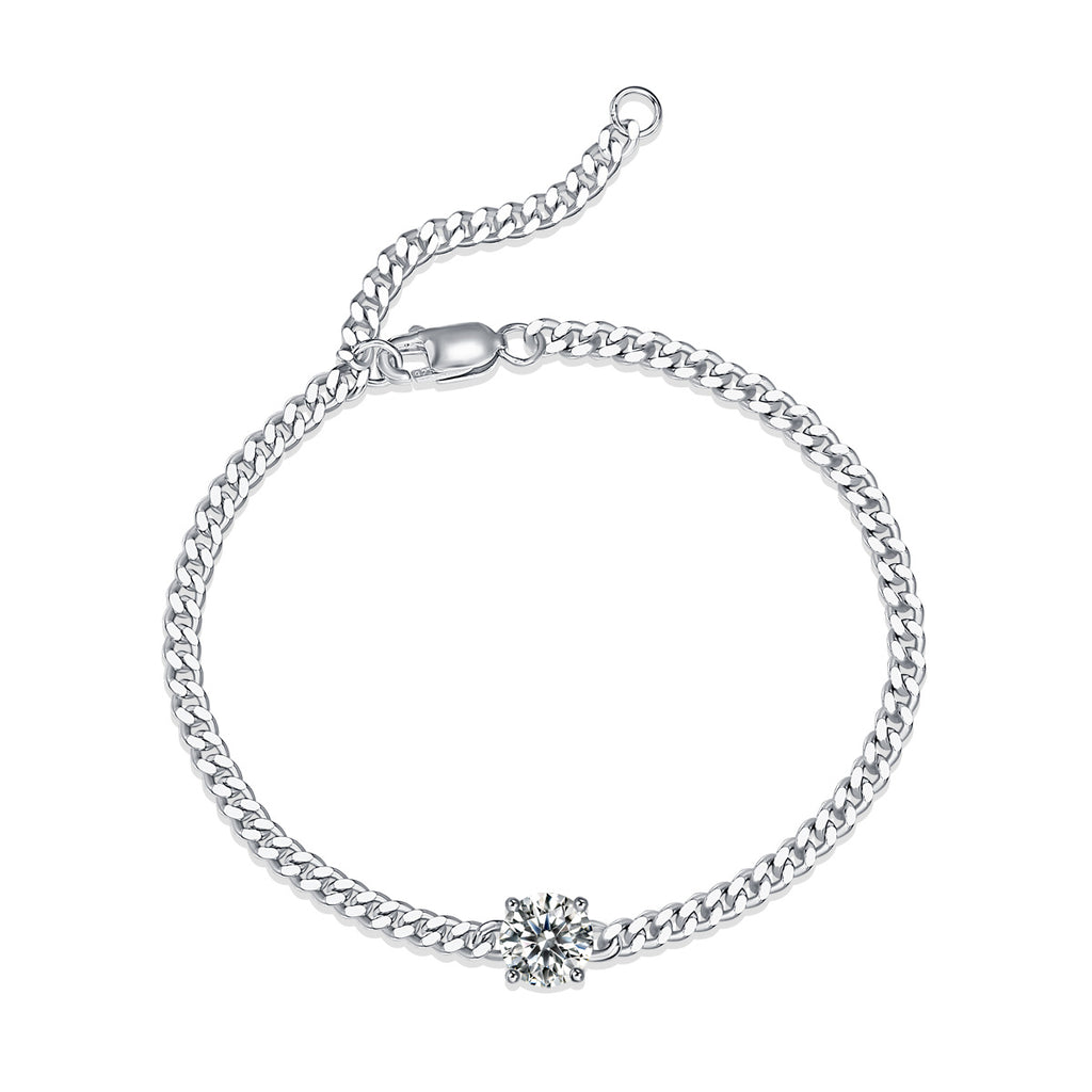 Cuban Luxury Mosan Diamond Silver Bracelet
