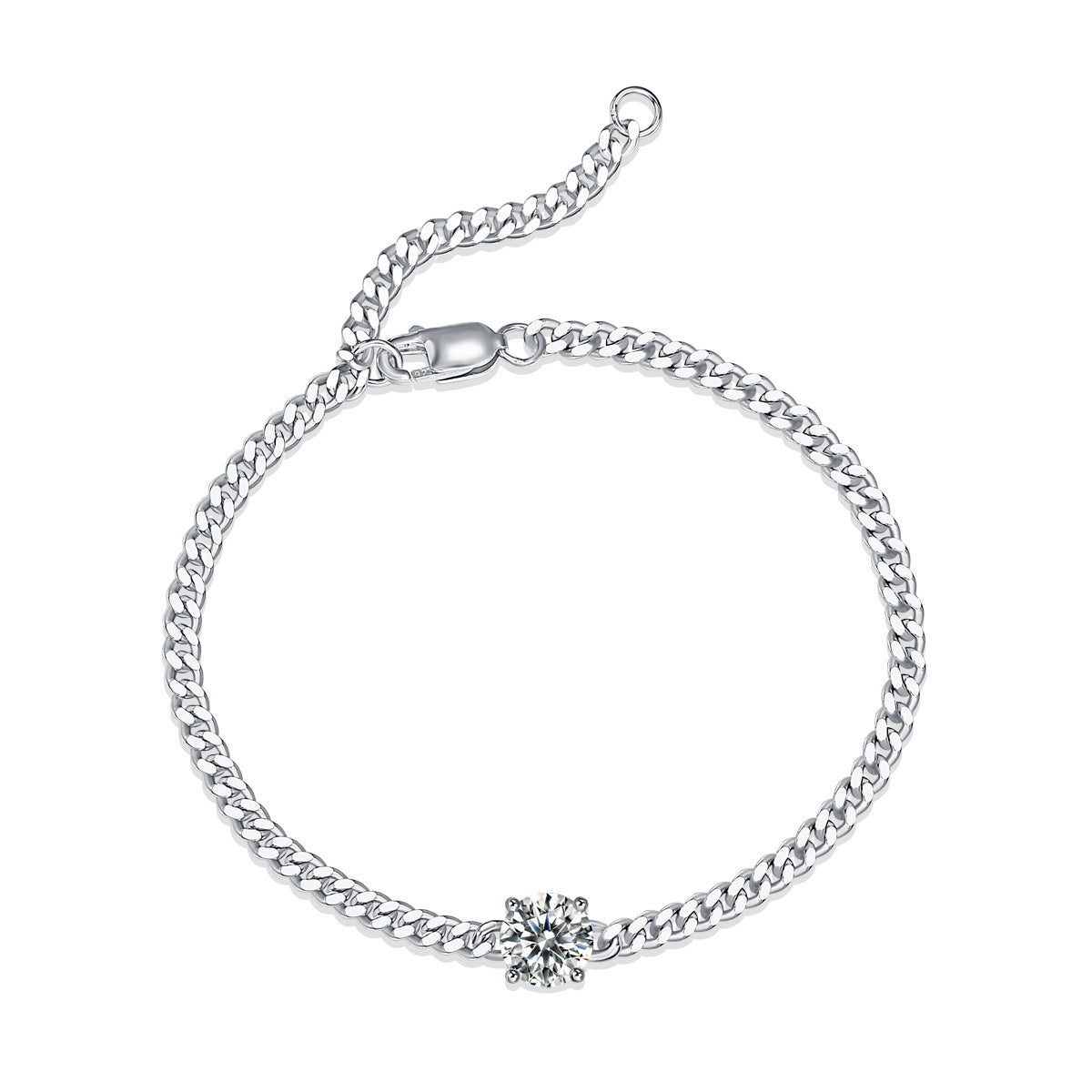 Cuban Luxury Mosan Diamond Silver Bracelet