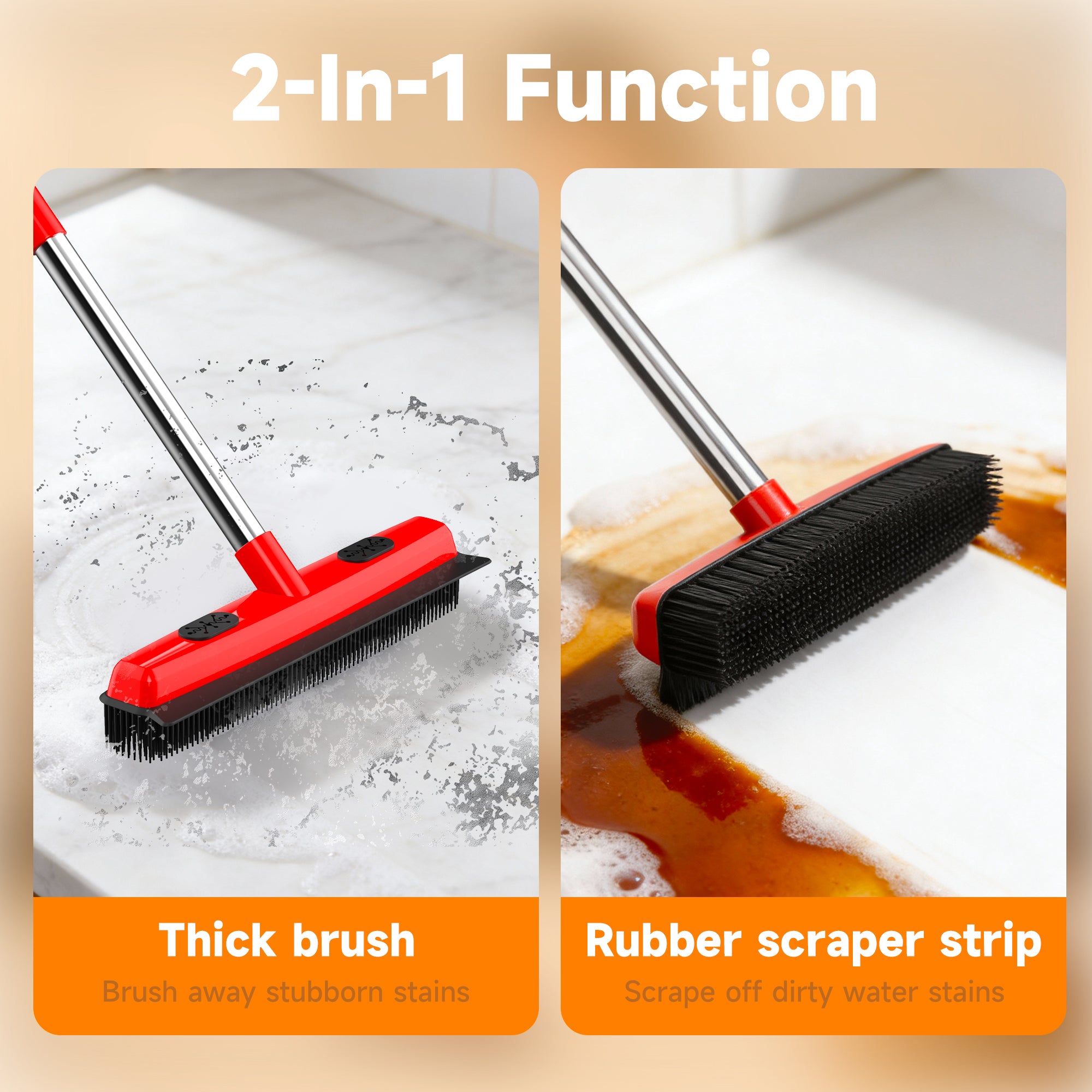 2-in-1 Pet Carpet Hair Removal Broom & Squeegee – Easy, Versatile Cleaning