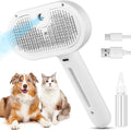 3-in-1 Pet Steam Brush for Cats & Dogs | Water Mist Spray Grooming Comb with Self-Cleaning Release Button | For Long & Short Hair Shedding