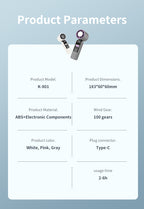 Portable Handheld Mini Fan – Adjustable Speed, Foldable, Rechargeable with Night Light