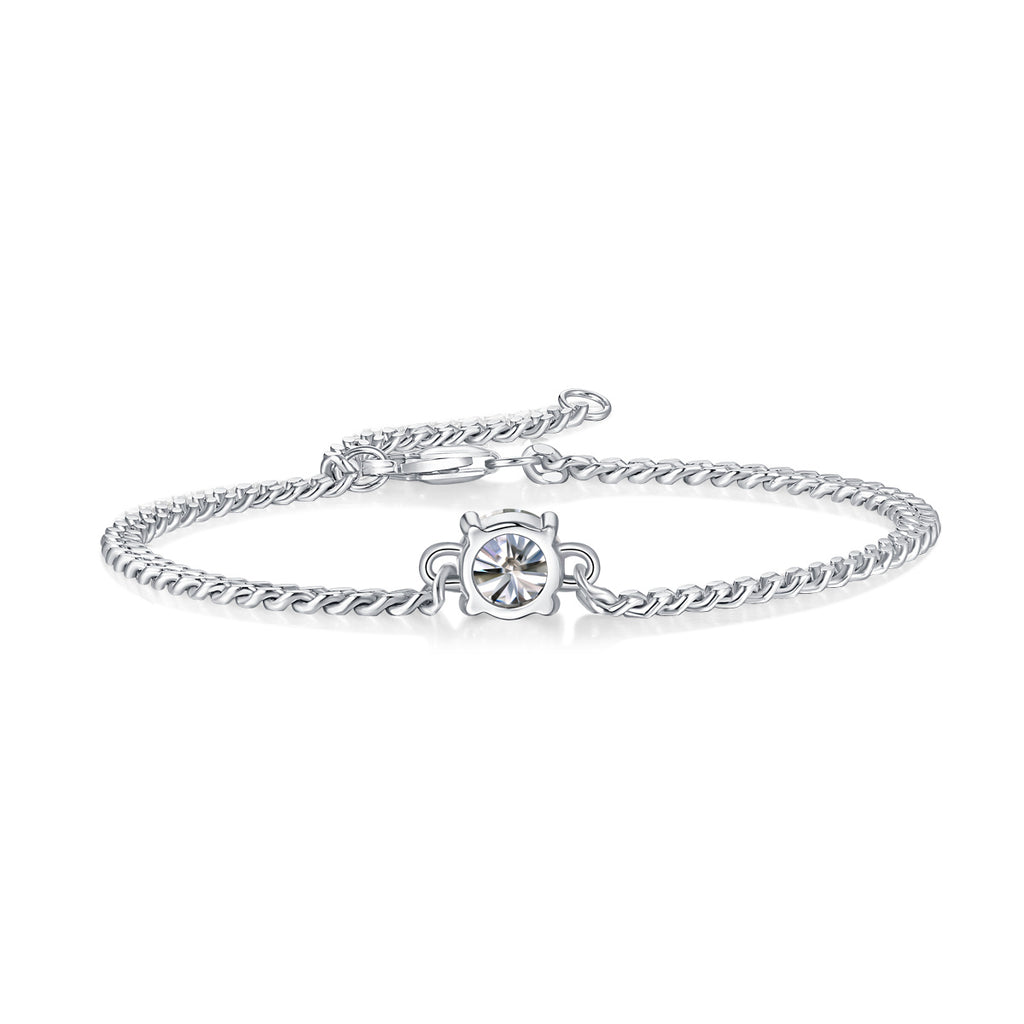 Cuban Luxury Mosan Diamond Silver Bracelet