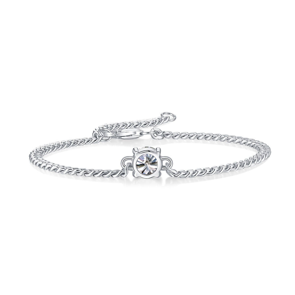 Cuban Luxury Mosan Diamond Silver Bracelet