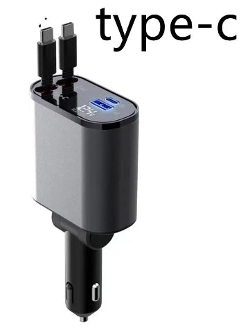 100W Metal Car Charger – Fast Charging USB & Type-C Adapter for Vehicle