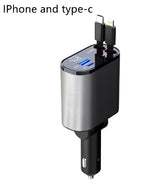 100W Metal Car Charger – Fast Charging USB & Type-C Adapter for Vehicle