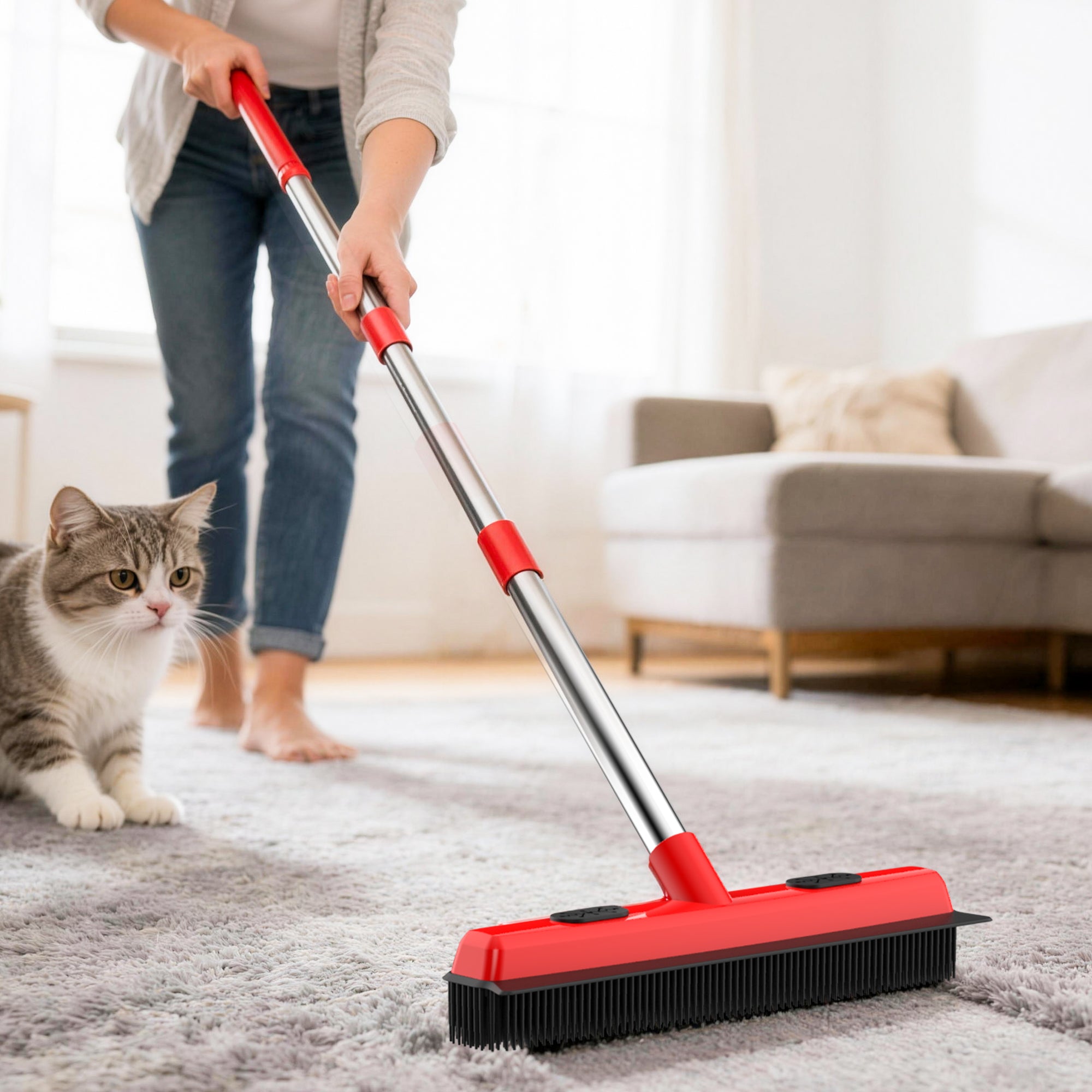 2-in-1 Pet Carpet Hair Removal Broom & Squeegee – Easy, Versatile Cleaning
