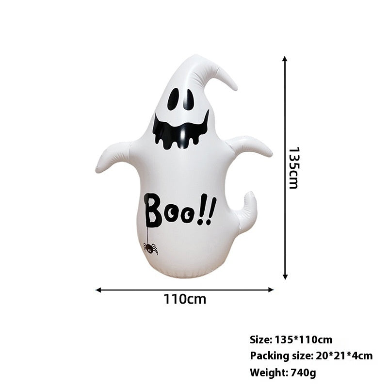 Halloween-themed inflatable a bat, witch, ghost, and pumpkin