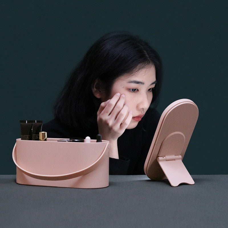 Led Light Storage Box Multi-Functional Creative Storage Box Makeup Mirror Satchel Satchel Fill-In Light Beauty European Dressing Table