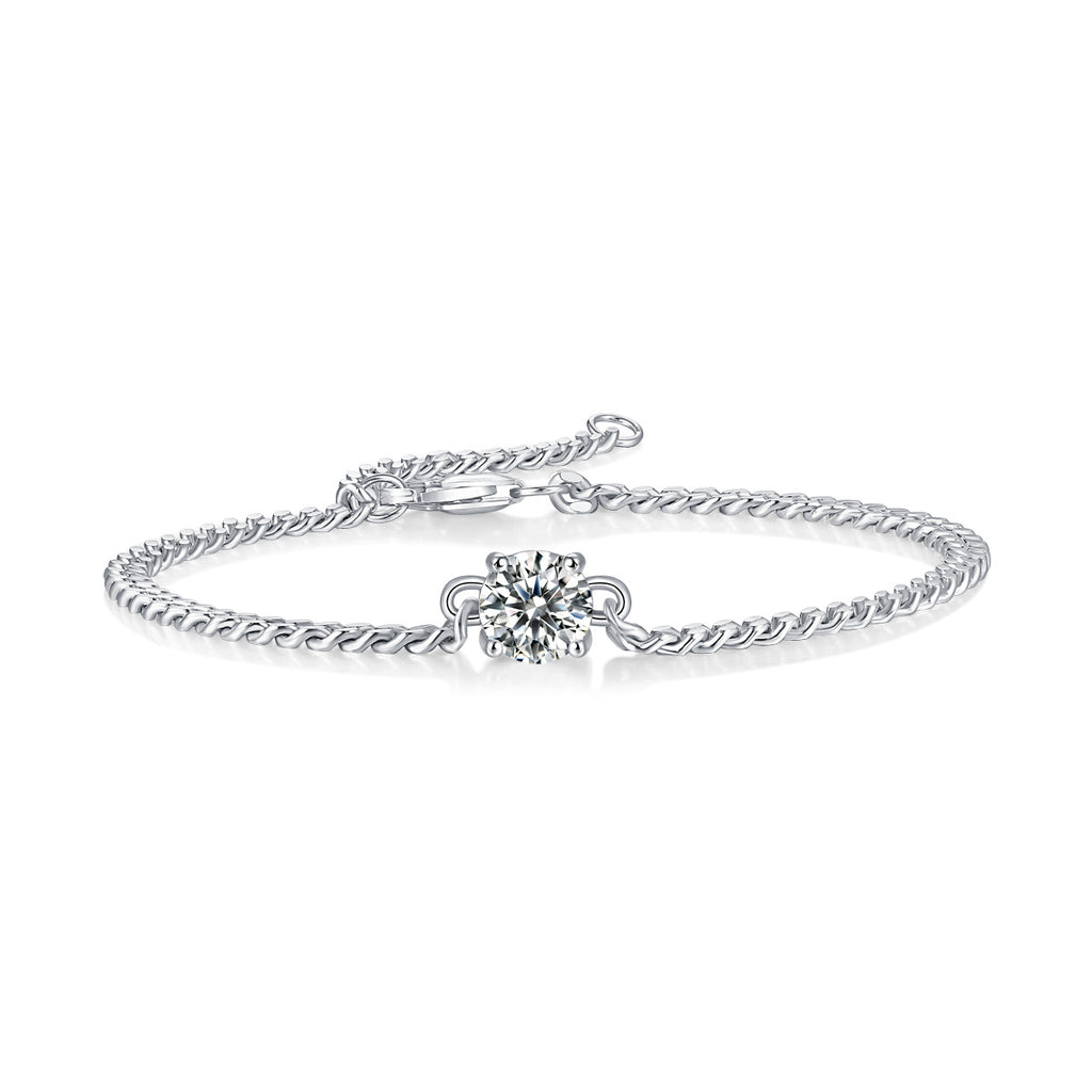 Cuban Luxury Mosan Diamond Silver Bracelet
