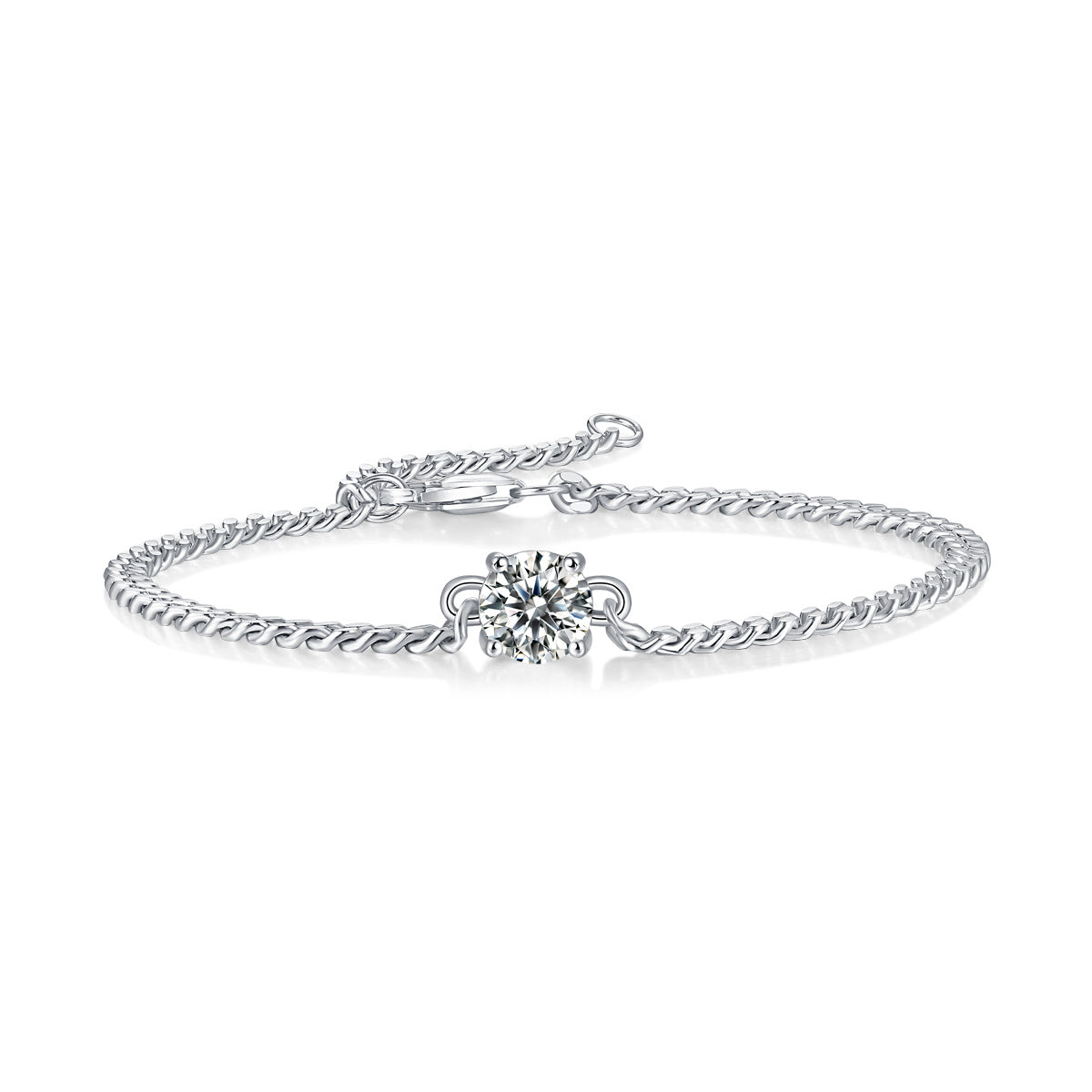 Cuban Luxury Mosan Diamond Silver Bracelet