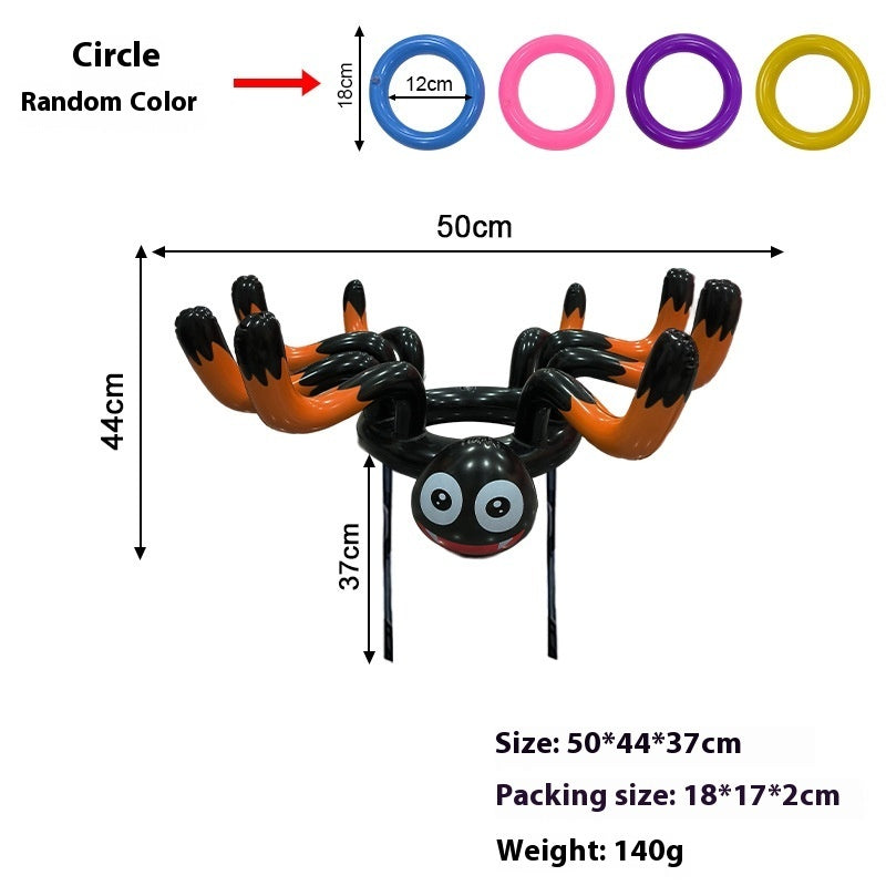 Halloween-themed inflatable a bat, witch, ghost, and pumpkin