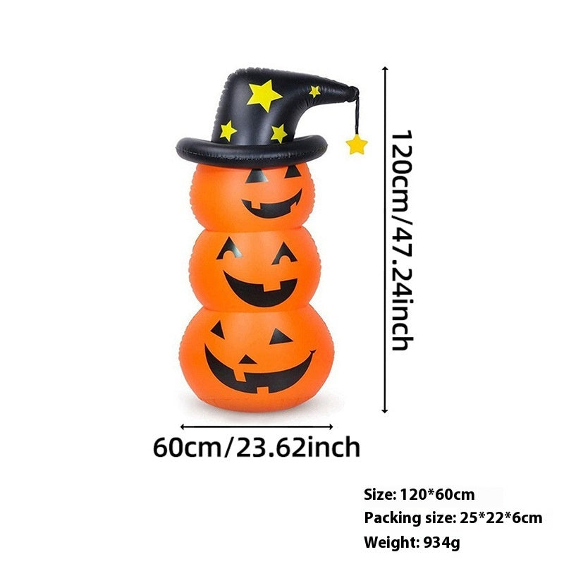 Halloween-themed inflatable a bat, witch, ghost, and pumpkin
